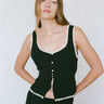 Linen Square Neck Lace Trim Top