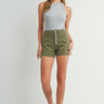 Button Down Clean Hem Short