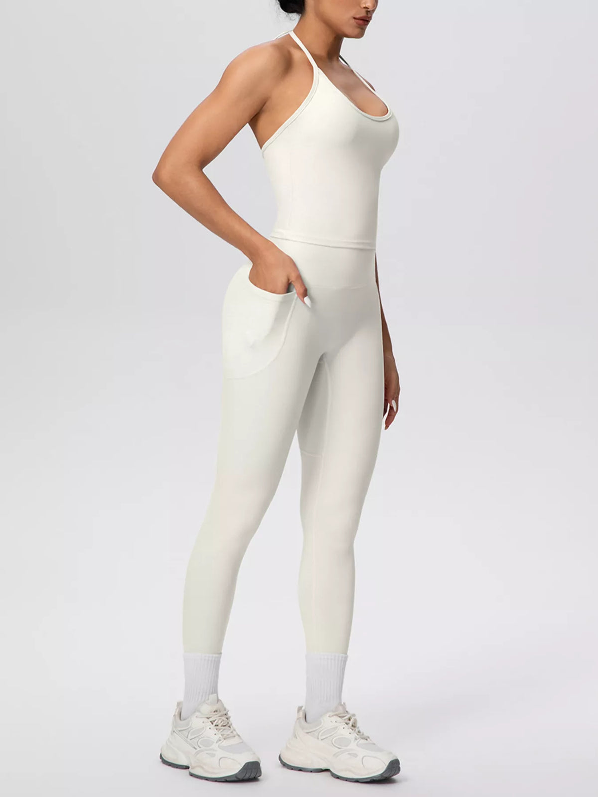 Halter Neck Cami and High-Waisted Leggings Active Set by Lucifera – view 3