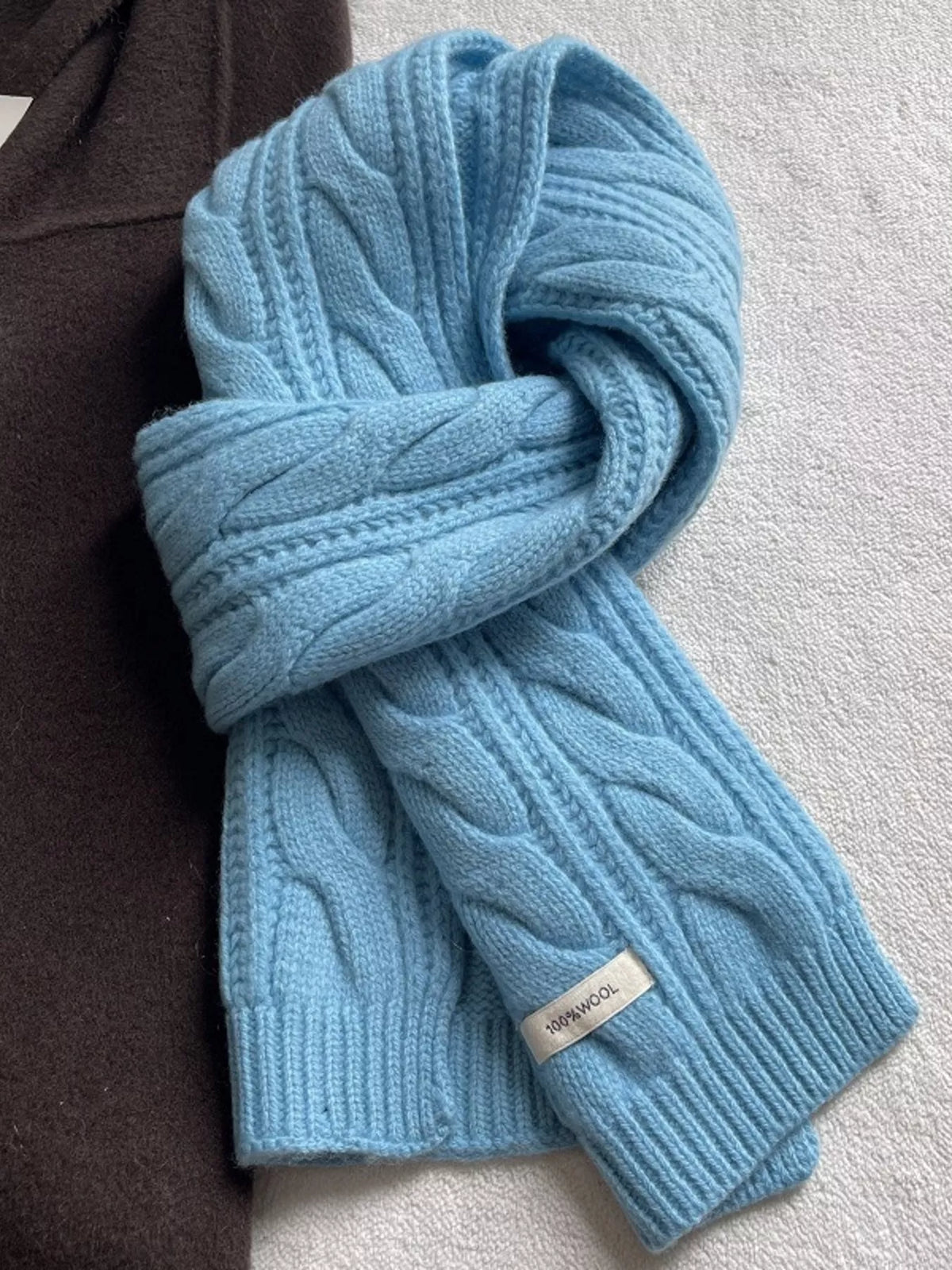 Wool Cable Knit Winter Scarf – view 2