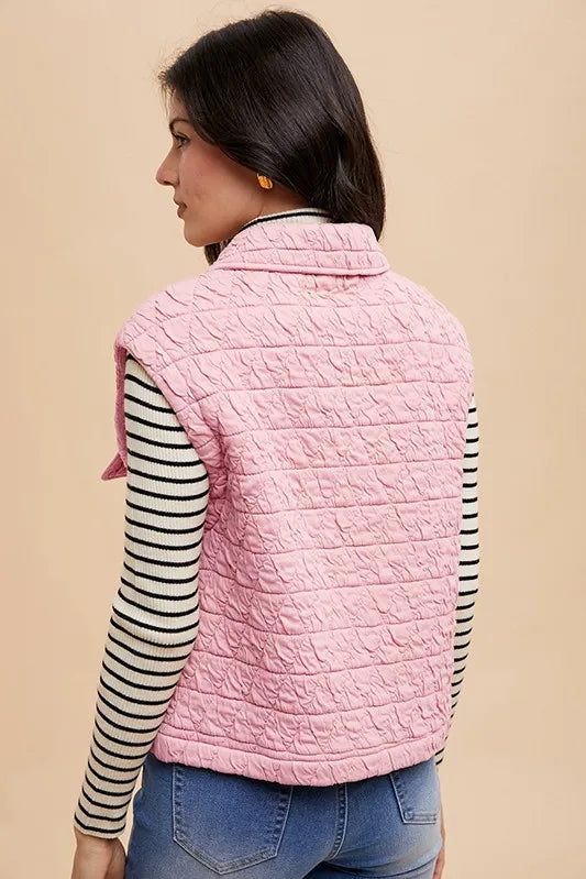 Annie Wear Texture Quilted Snap Down Vest Coat – view 2