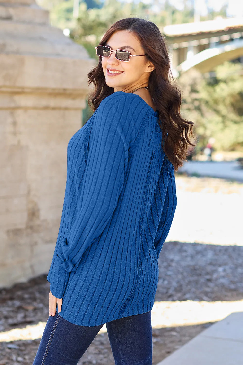 Basic Bae Full Size Ribbed Round Neck Long Sleeve Knit Top – view 2