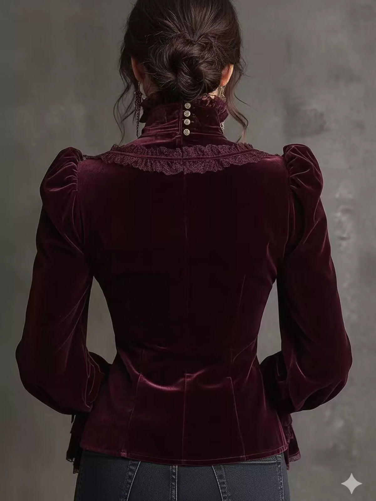 Velvet Long Sleeve Blouse by Mirelle – view 2