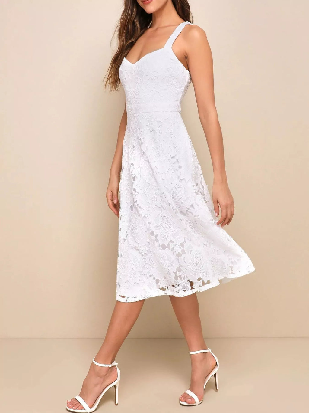 Lace A-Line Midi Dress by Elegant Edge – view 3