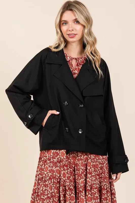 Mittoshop Double Breasted Long Sleeve Trench Coat Jacket – view 4