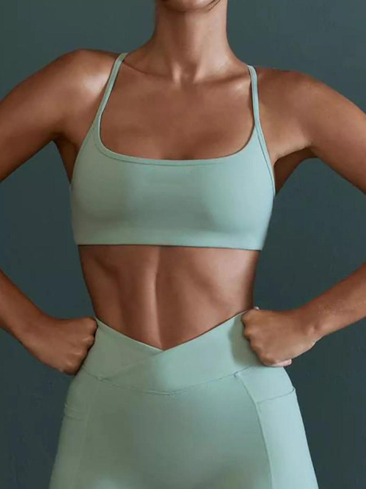 Seamless Cross-Waist Cami and Leggings Active Set by Lanvender Q