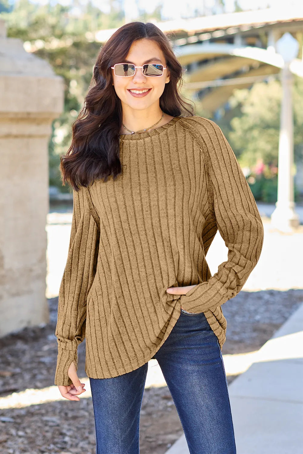 Basic Bae Full Size Ribbed Round Neck Long Sleeve Knit Top – view 5
