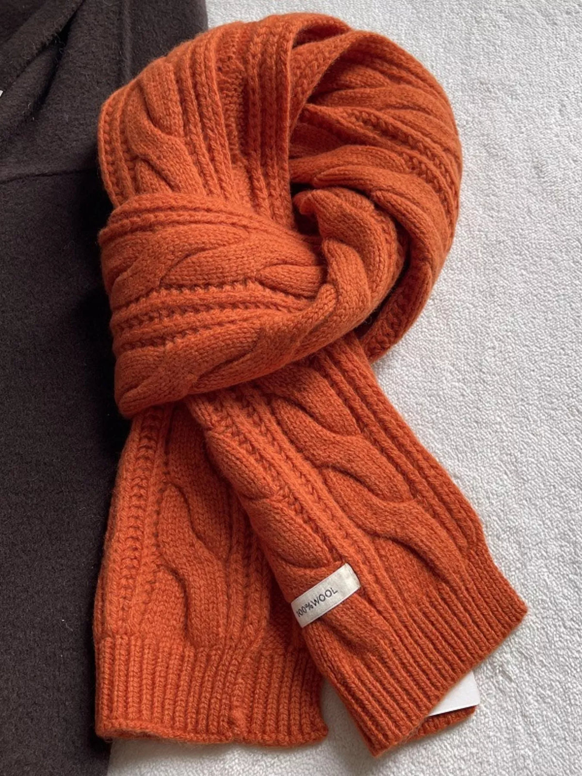 Wool Cable Knit Winter Scarf – view 9
