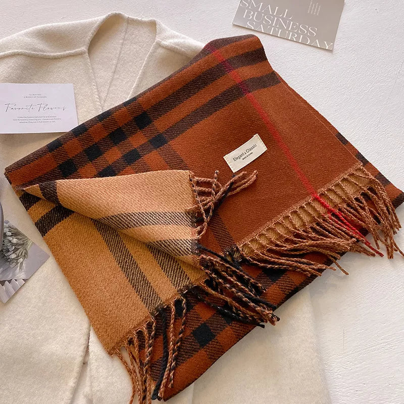 Plaid Fringe Winter Scarf – view 2