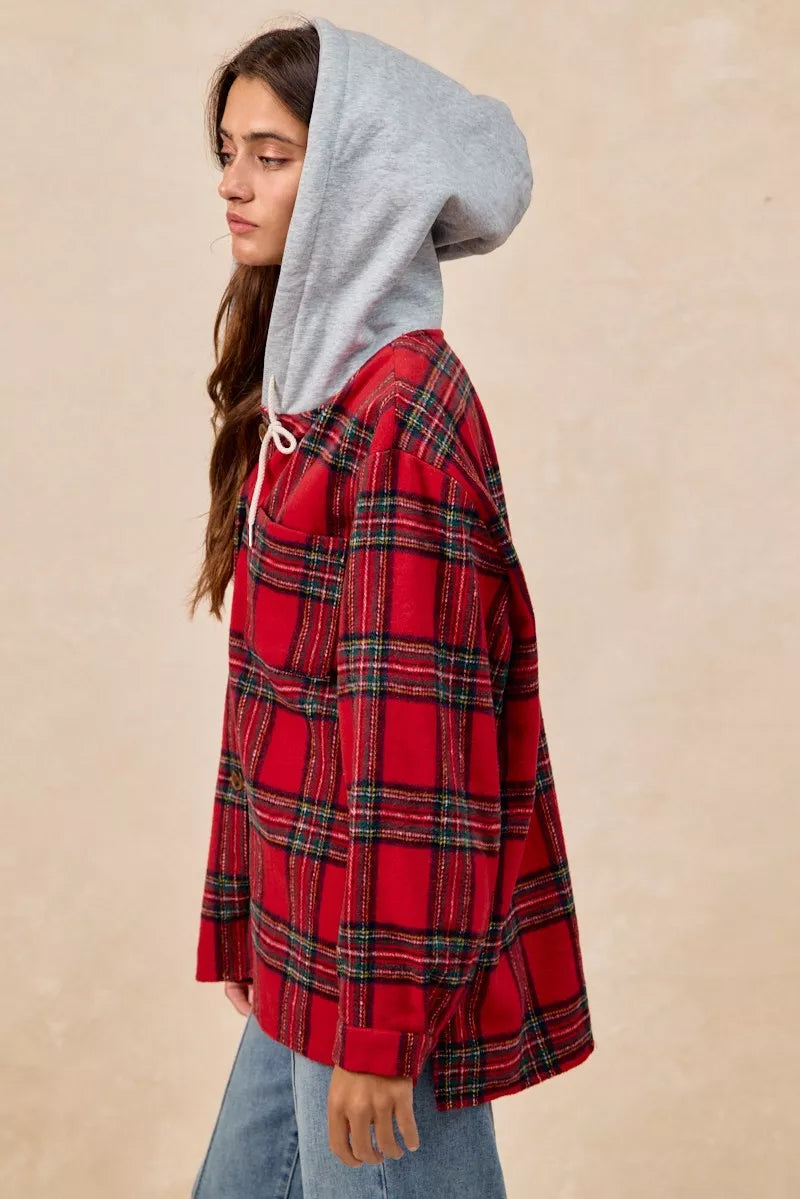BiBi Brushed Plaid Hooded Jacket – view 17