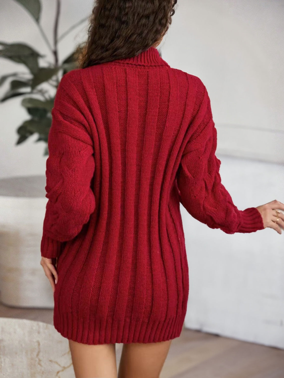 Cable-Knit Turtleneck Sweater Dress by Y*X – view 9