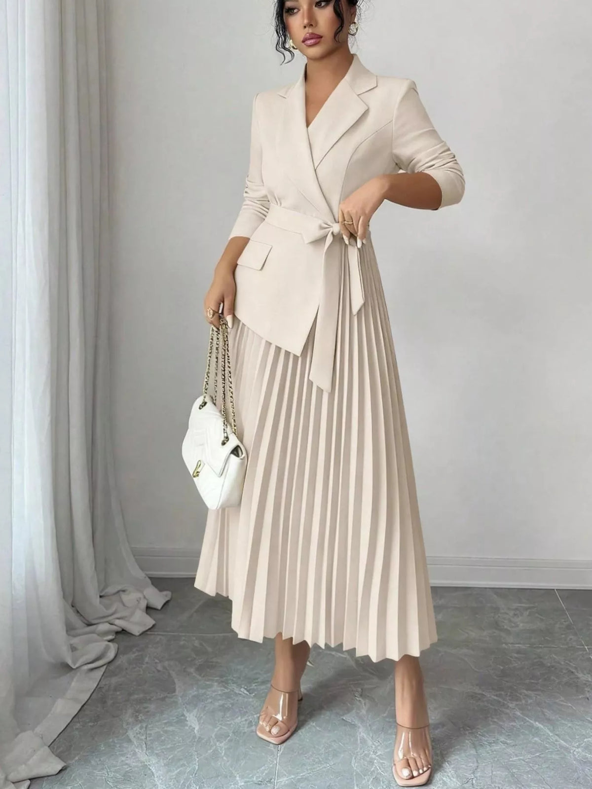 Blazer-Style Pleated Midi Dress by Ilvira – view 4