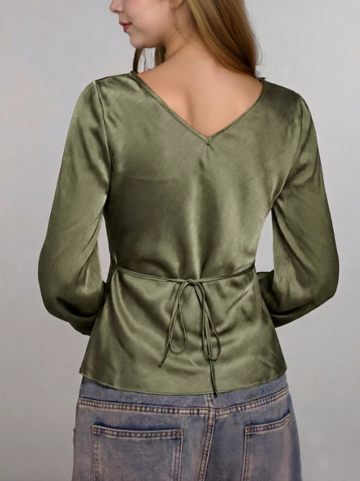Satin Tie-Front Blouse by Shake Shake – view 3