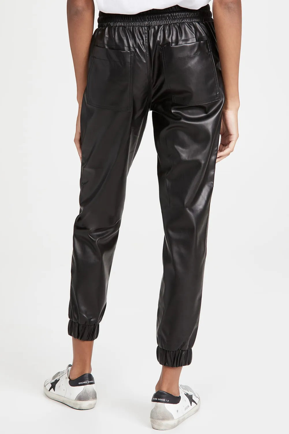 Drawstring PU Leather Pants with Pockets by SYNZ – view 3