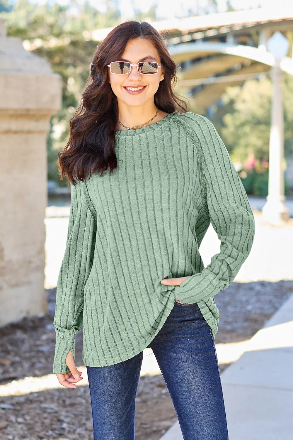 Basic Bae Full Size Ribbed Round Neck Long Sleeve Knit Top – view 7