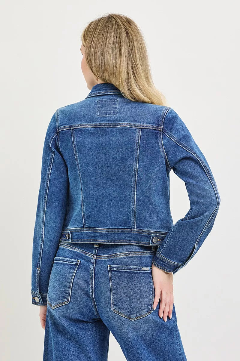 RISEN Basic Fitted Button Down Denim Jacket – view 5