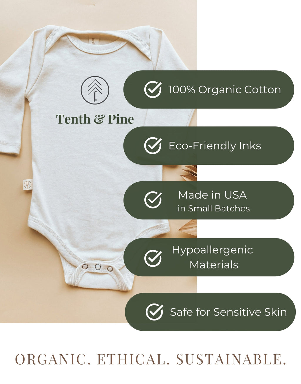Santa's Little Helper Organic Bodysuit Long Sleeve by Tenth & Pine – view 3