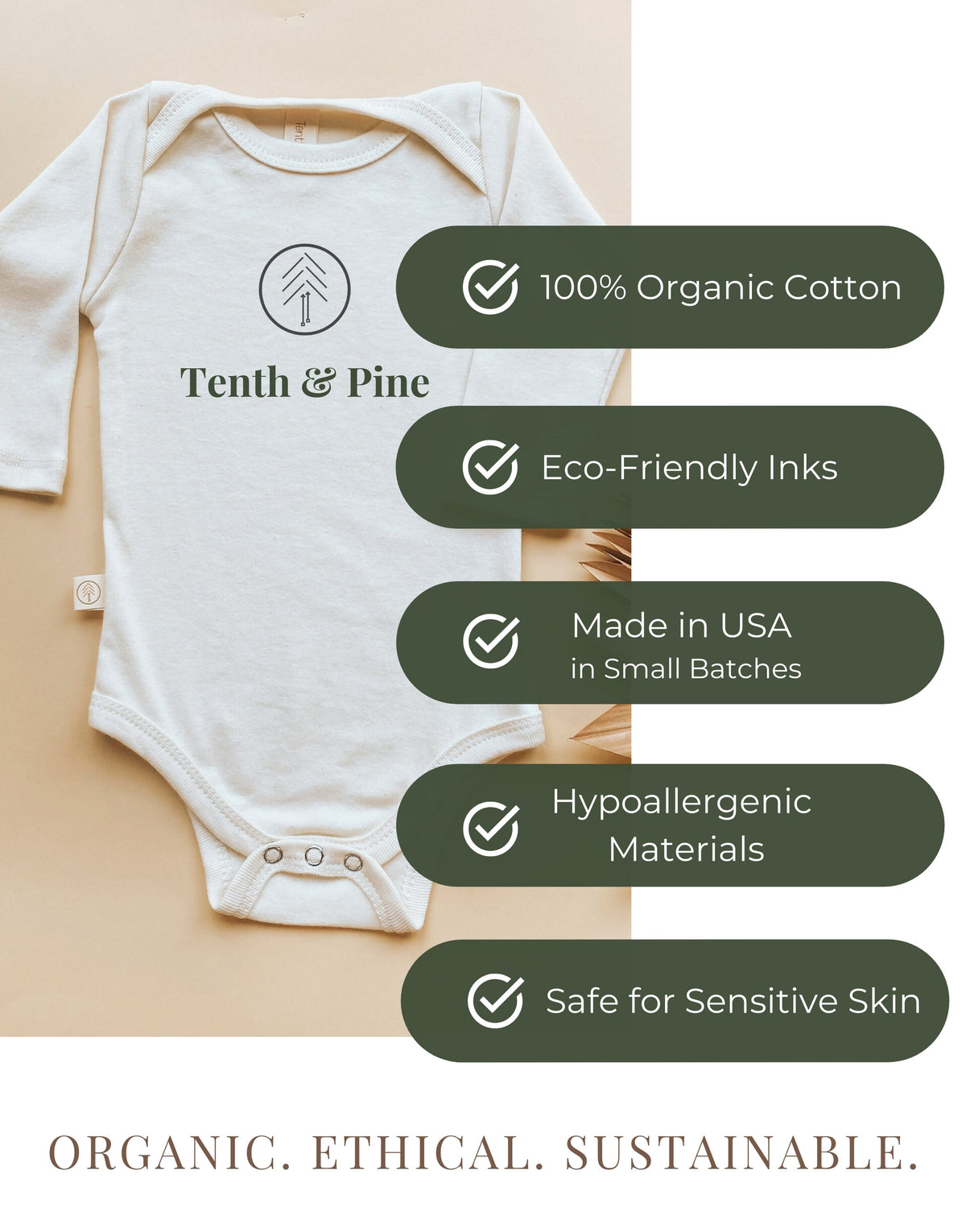 Santa's Little Helper Organic Bodysuit Long Sleeve by Tenth & Pine – view 3