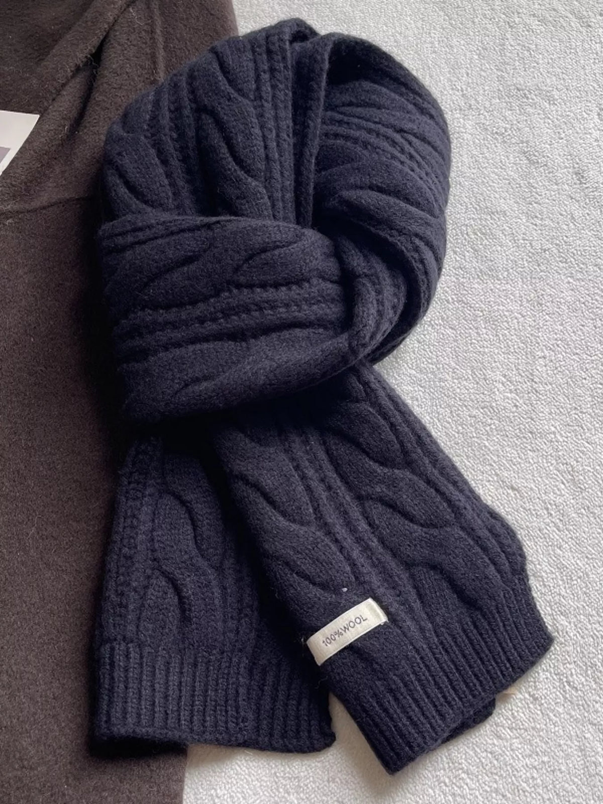 Wool Cable Knit Winter Scarf – view 4