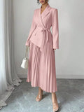 Blazer-Style Pleated Midi Dress by Ilvira