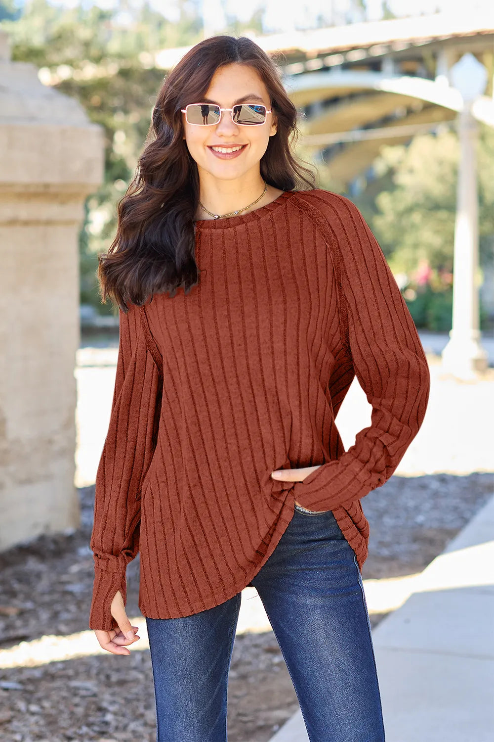 Basic Bae Full Size Ribbed Round Neck Long Sleeve Knit Top – view 11