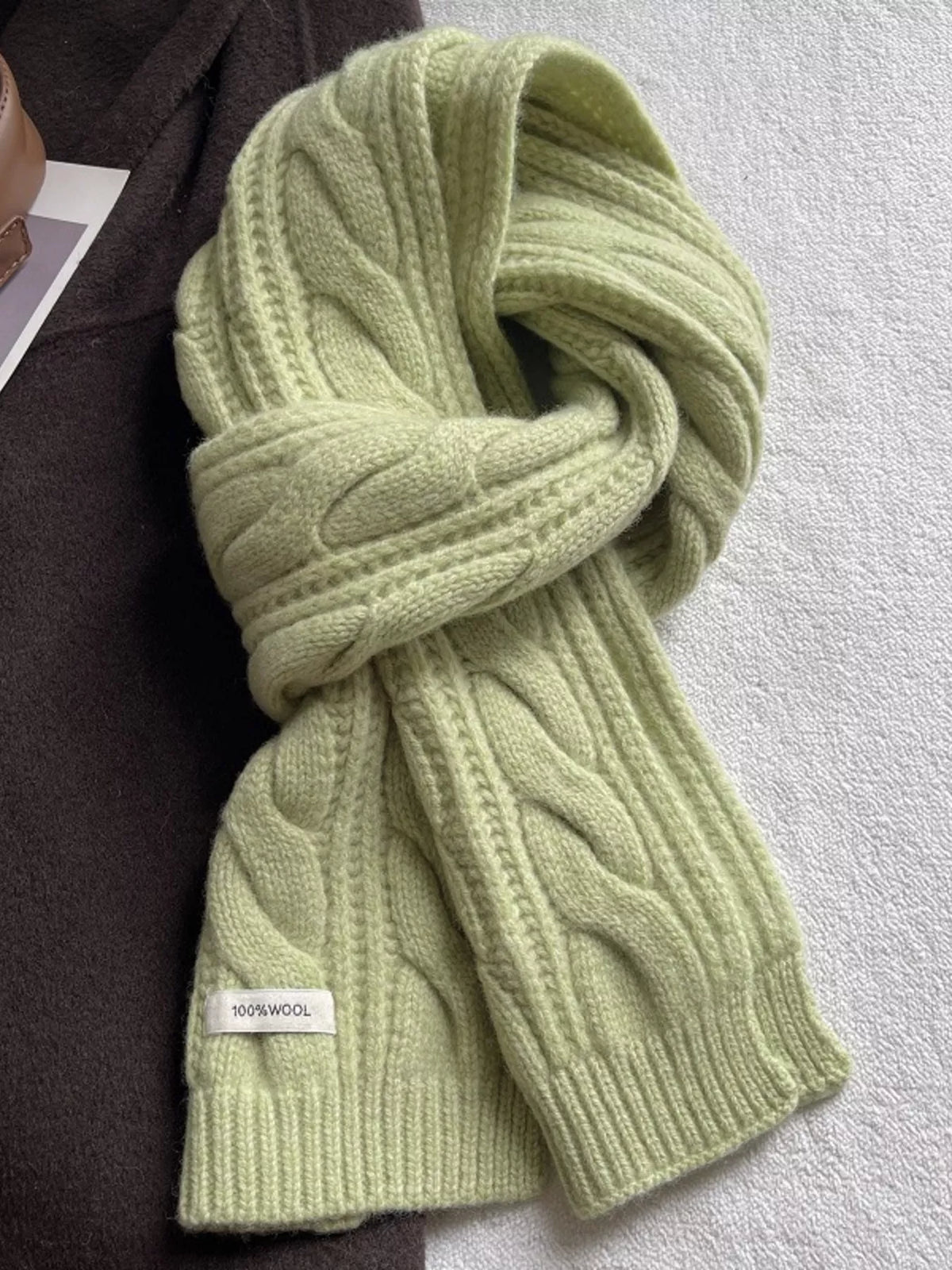 Wool Cable Knit Winter Scarf – view 3