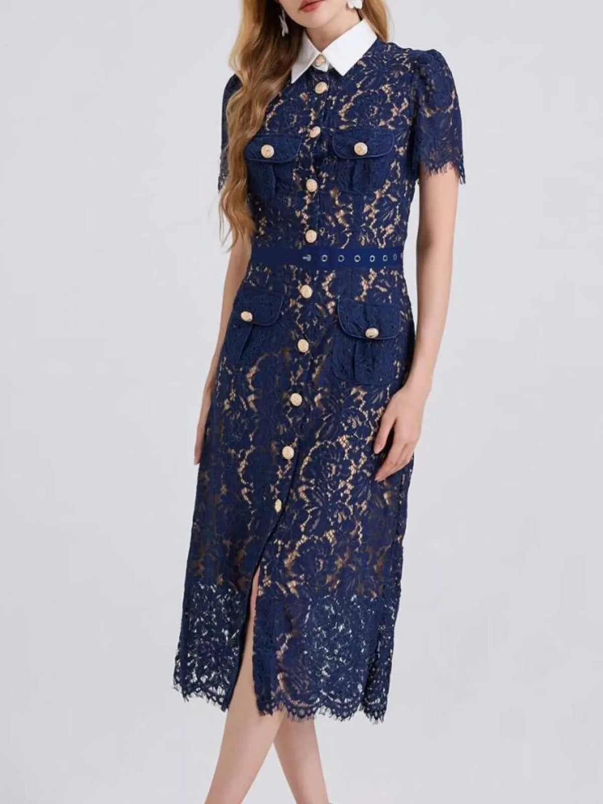 Lace Button-Down Midi Dress by Brocade – view 2