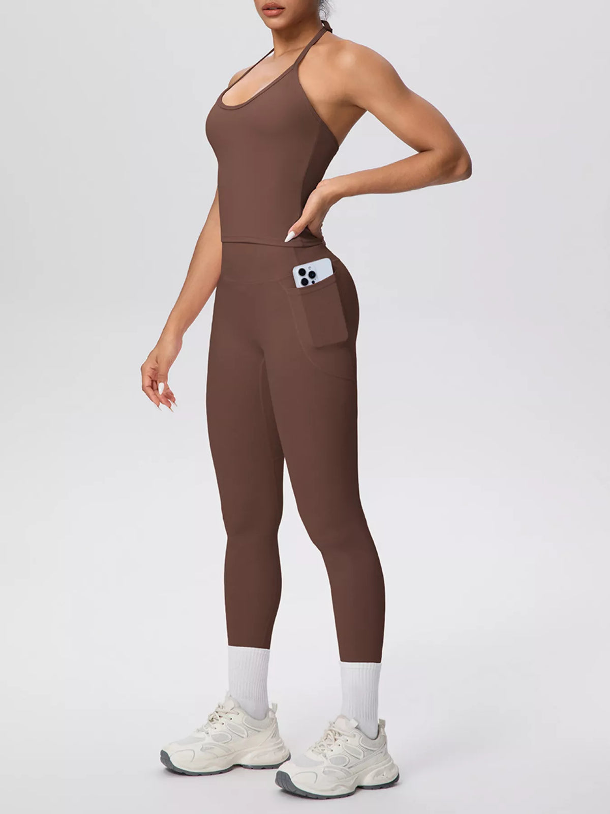 Halter Neck Cami and High-Waisted Leggings Active Set by Lucifera – view 15