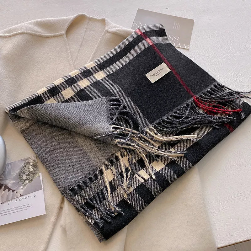 Plaid Fringe Winter Scarf – view 3