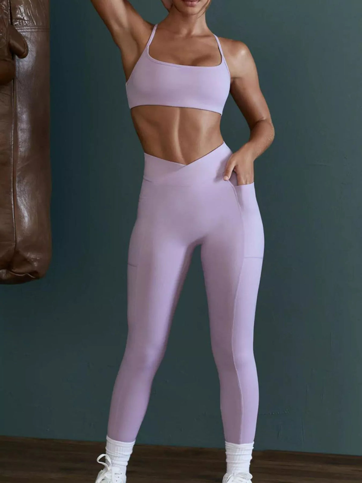 Seamless Cross-Waist Cami and Leggings Active Set by Lanvender Q – view 11