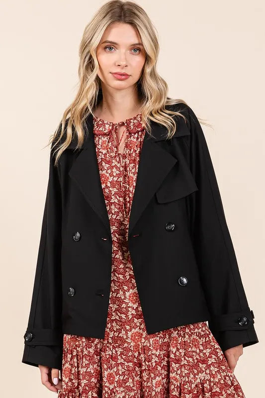 Mittoshop Double Breasted Long Sleeve Trench Coat Jacket – view 3