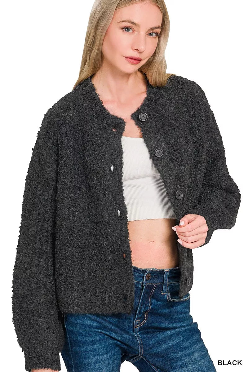 Zenana Button Down Wool Cardigan Sweater – view 2
