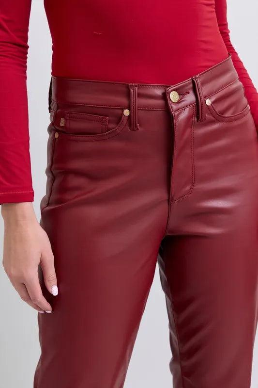 Judy Blue Full Size High Waist Tummy Control Faux Leather Straight Pants Plus Size – view 9