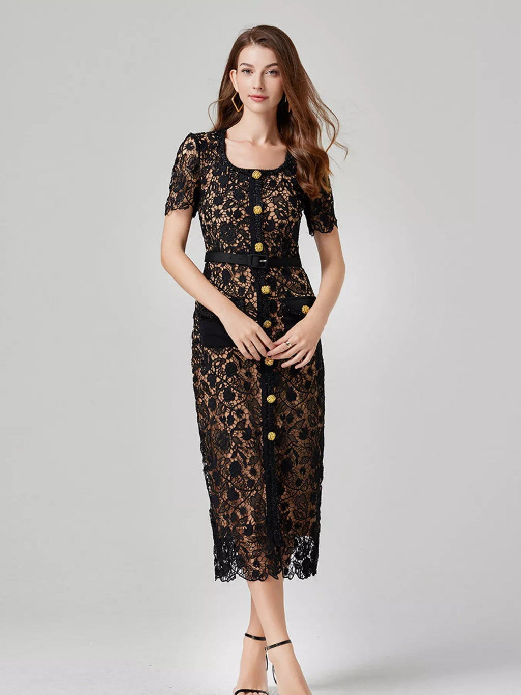Lace Button-Up Midi Dress by Brocade – view 3
