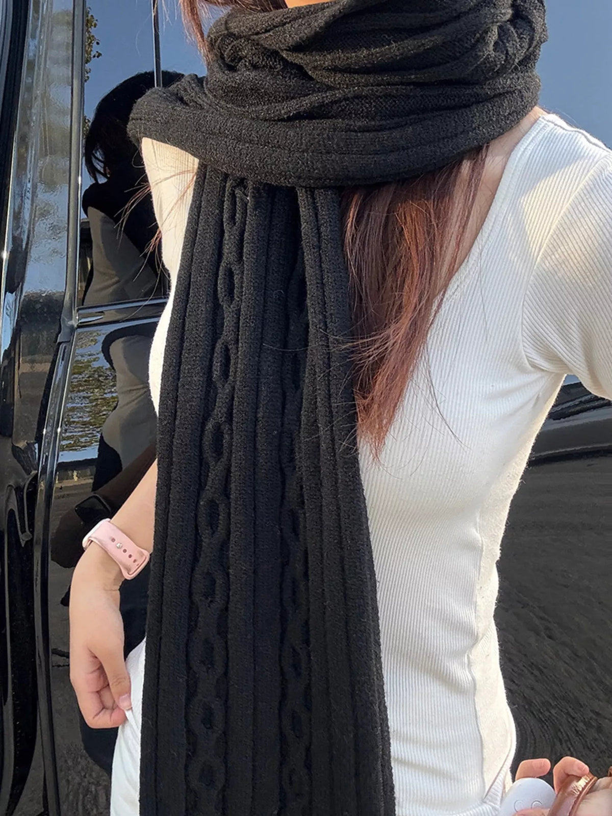 Textured Knit Winter Scarf – view 3