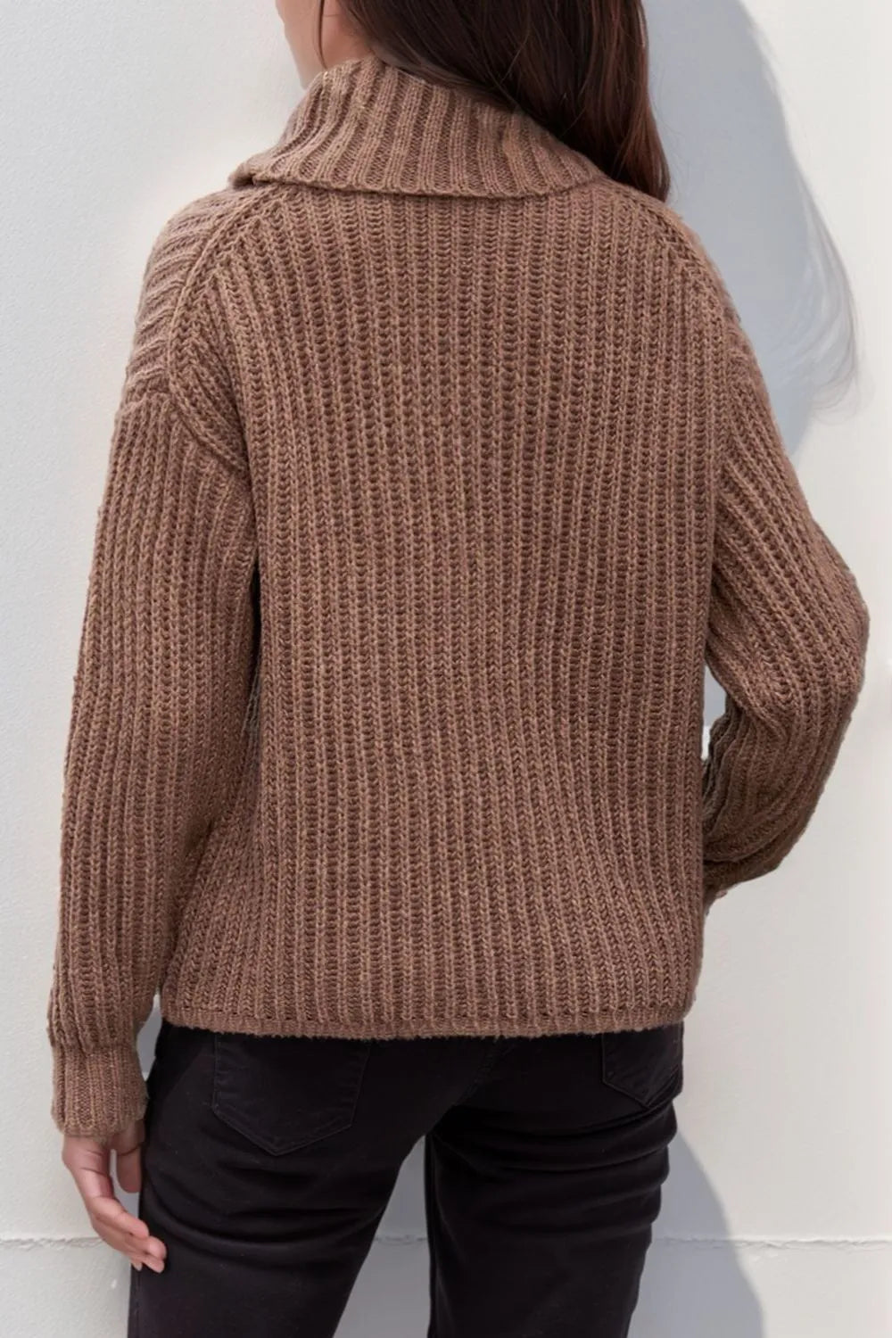 Turtleneck Dropped Shoulder Pullover Sweater by Y*X – view 7