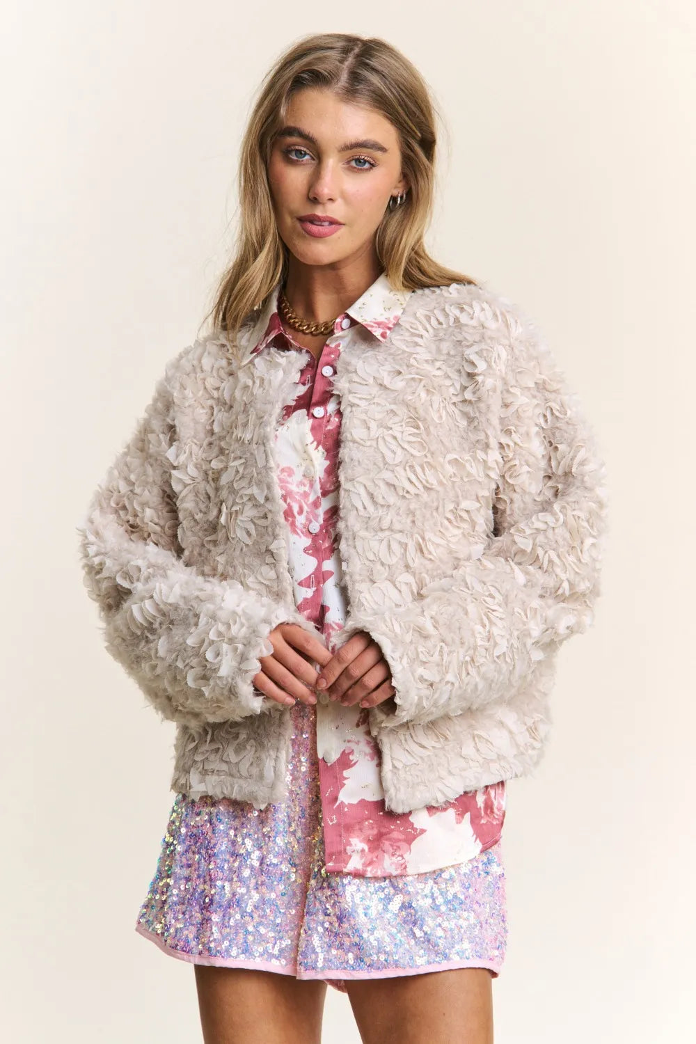 J.NNA Mixed Fabric Chic Jacket – view 3
