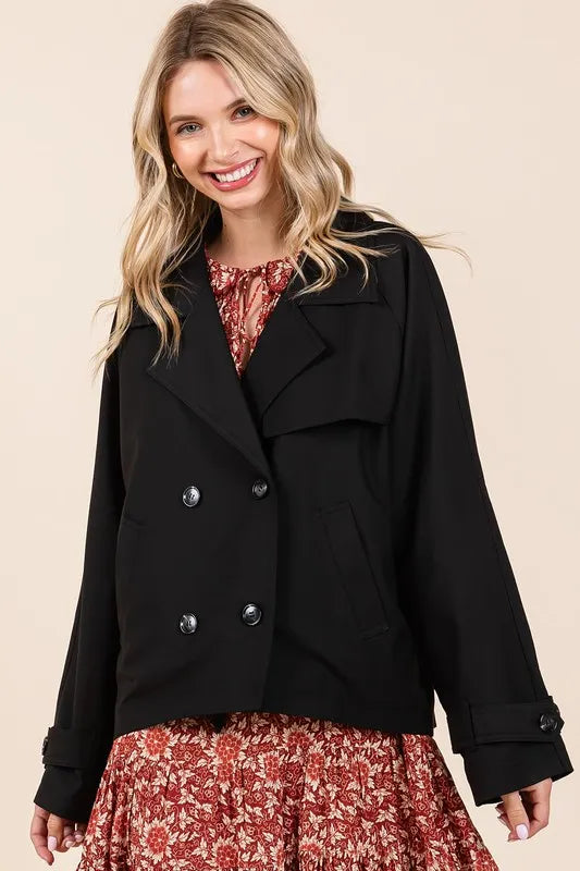 Mittoshop Double Breasted Long Sleeve Trench Coat Jacket – view 5