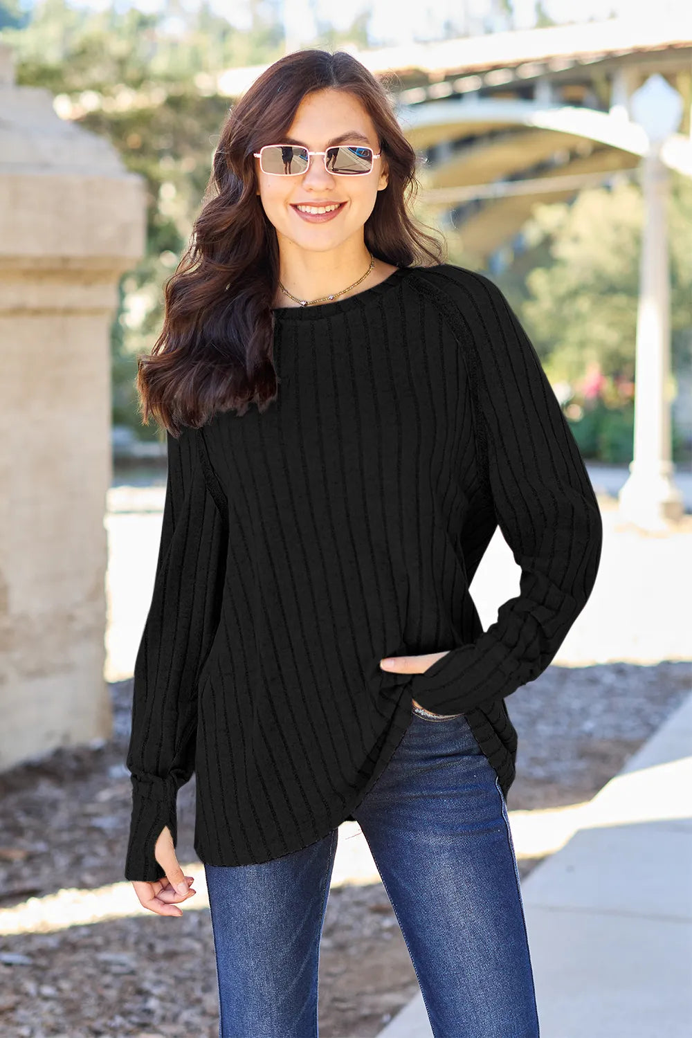 Basic Bae Full Size Ribbed Round Neck Long Sleeve Knit Top – view 13