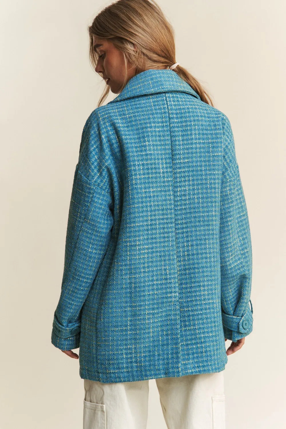 J.NNA Tweed Double-Breasted Long Sleeve Coat – view 2