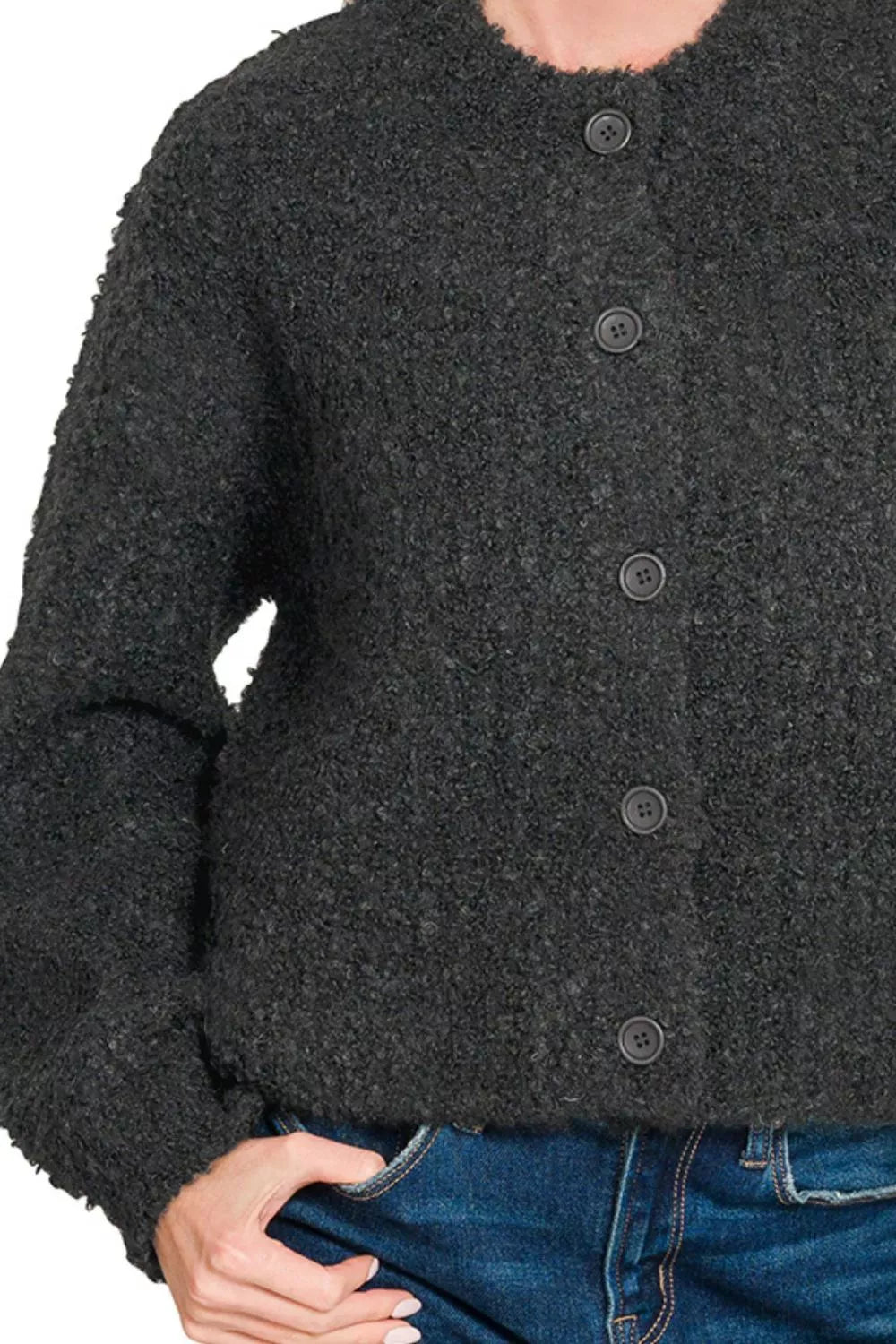 Zenana Button Down Wool Cardigan Sweater – view 3