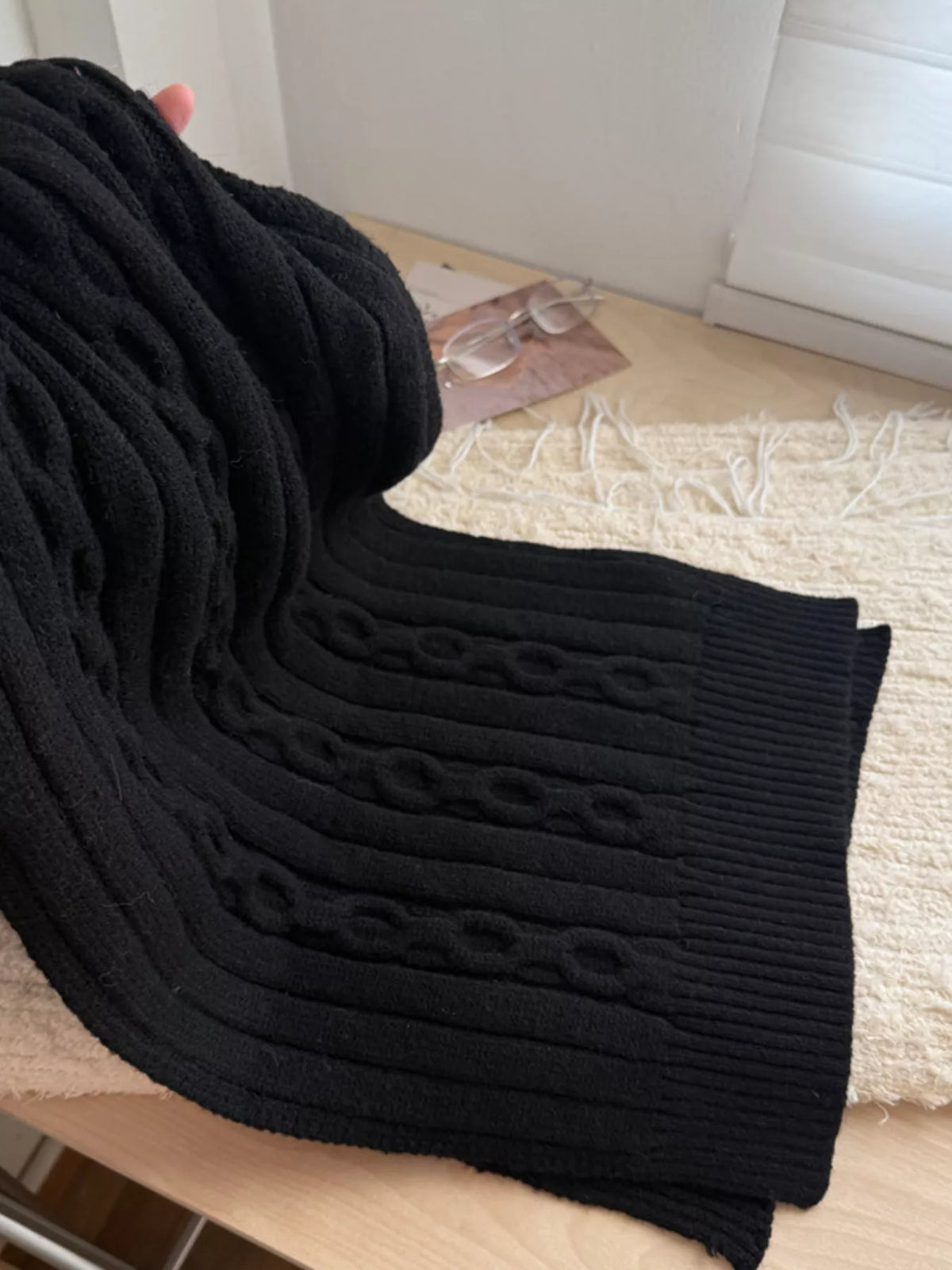 Textured Knit Winter Scarf – view 4