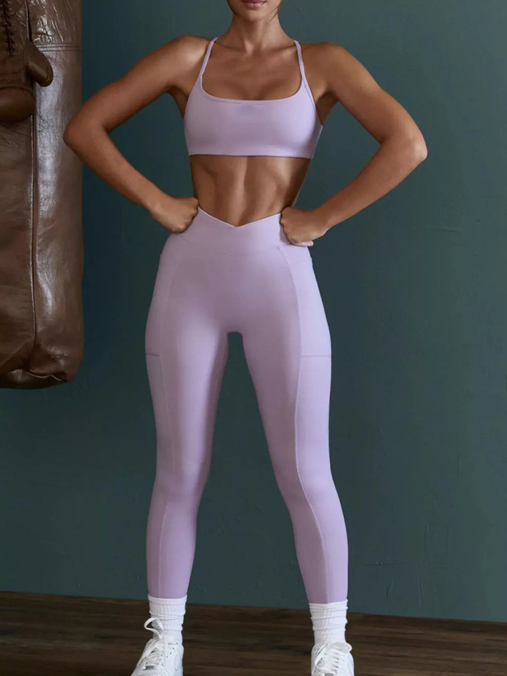 Seamless Cross-Waist Cami and Leggings Active Set by Lanvender Q – view 12