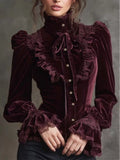 Velvet Long Sleeve Blouse by Mirelle