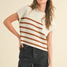 Half Mock Neck Striped Knit Top