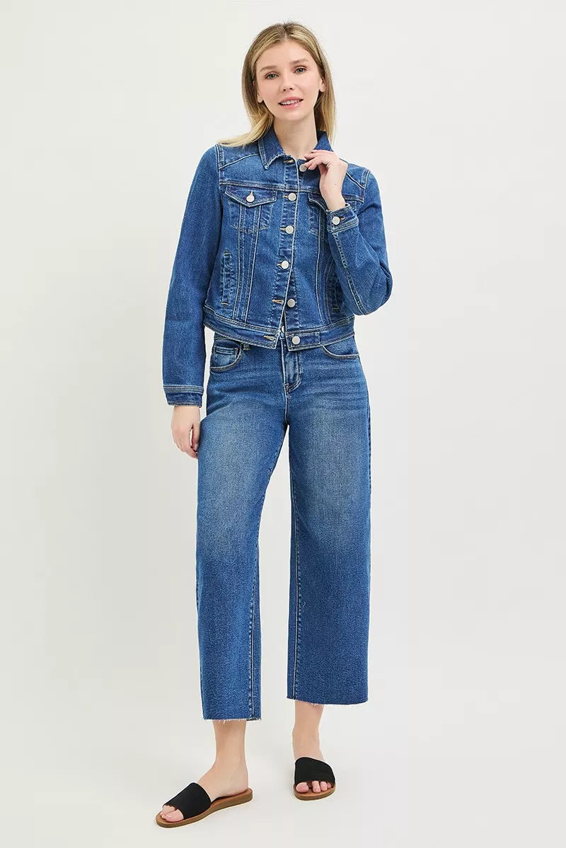 RISEN Basic Fitted Button Down Denim Jacket – view 6