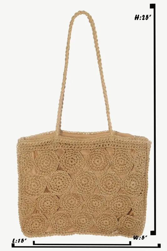 Fame Square Braided Pattern Tote Bag by Fame Accessories – view 4