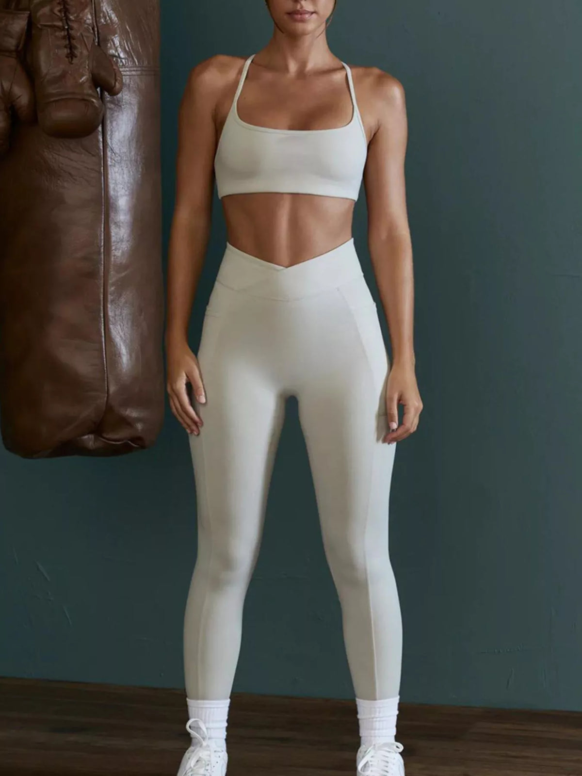 Seamless Cross-Waist Cami and Leggings Active Set by Lanvender Q – view 4