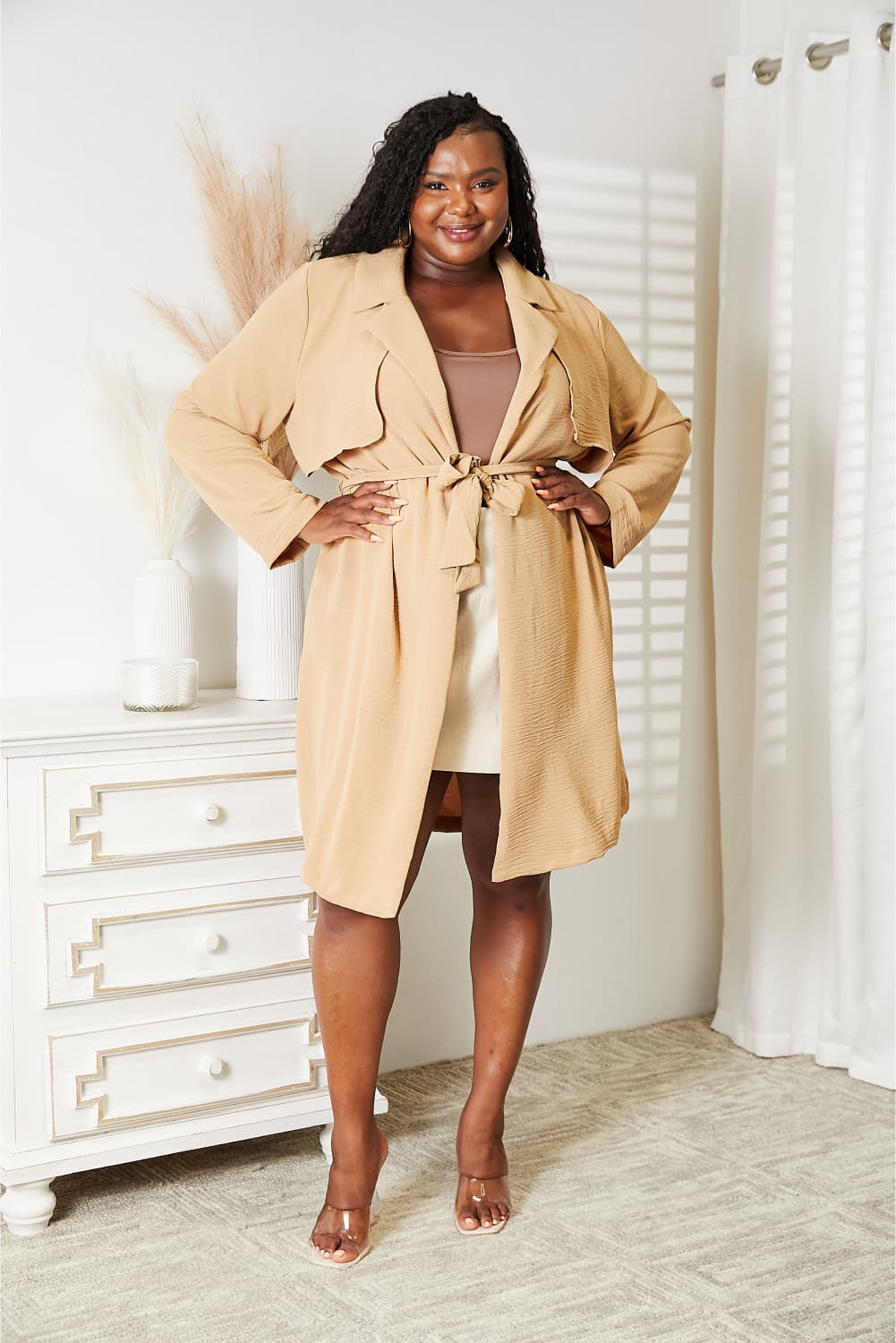 Culture Code Full Size Tied Trench Coat with Pockets – view 13