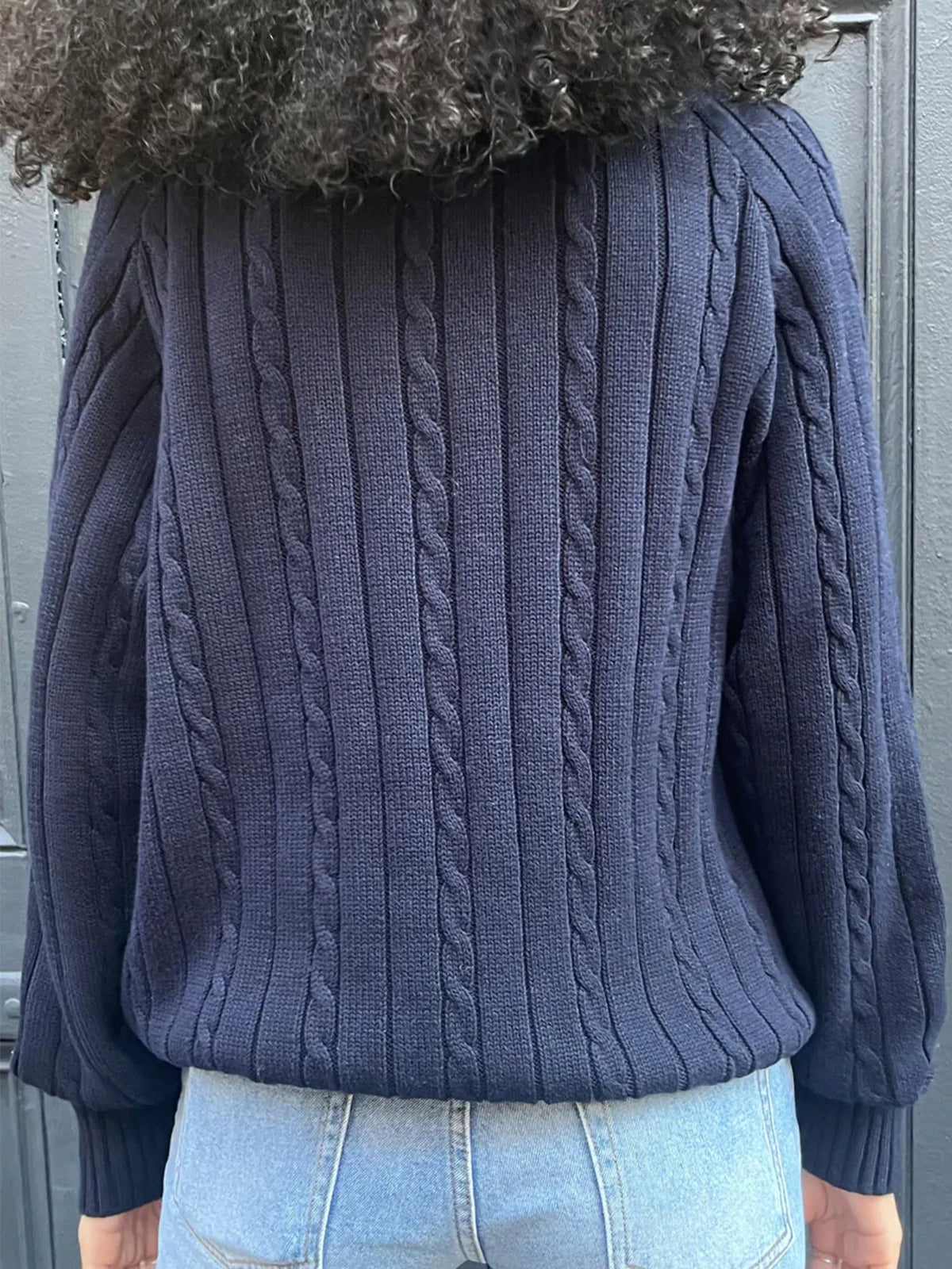 Cable Knit V-Neck Pullover Sweater by Devine – view 6